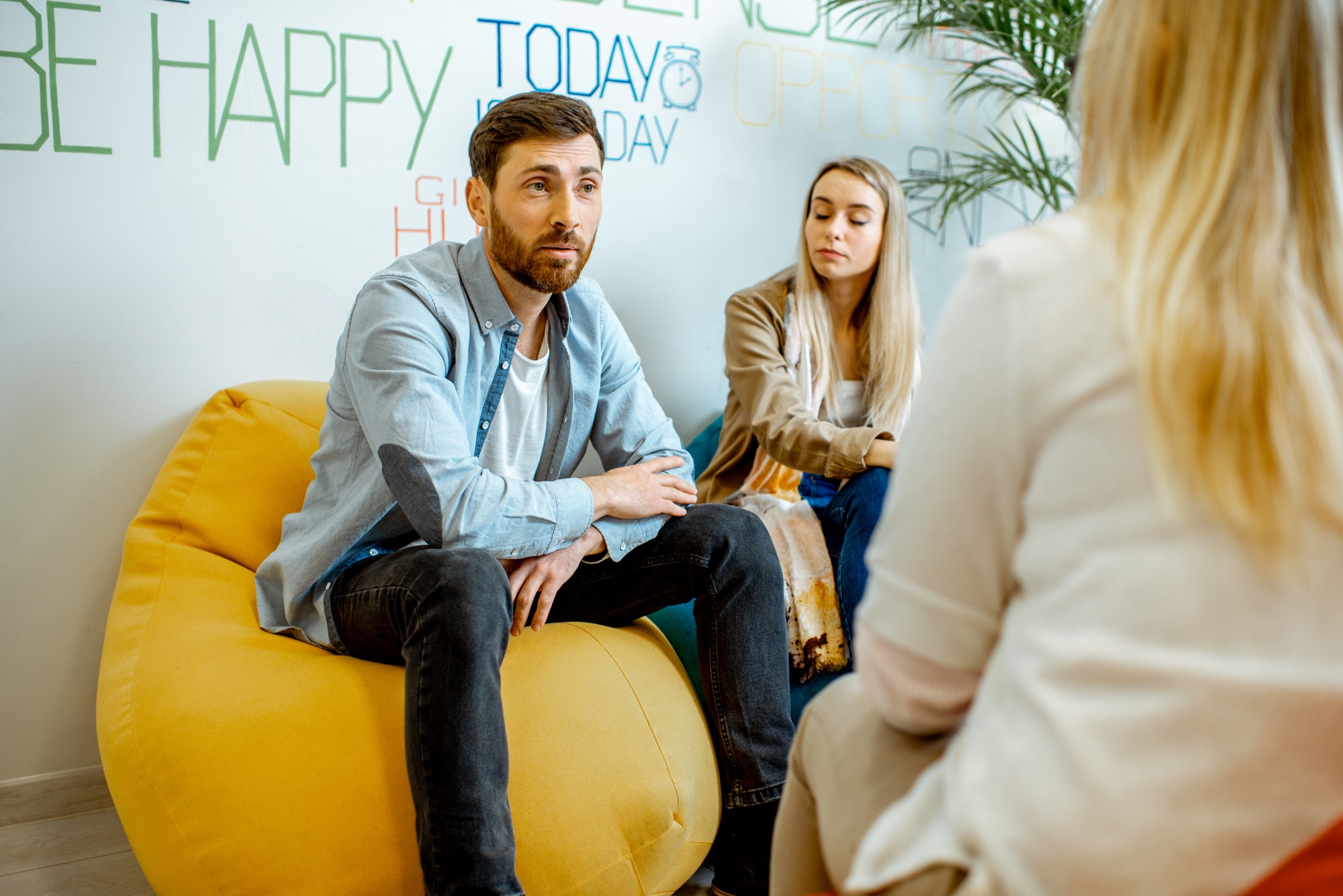 Young couple during the psychological counseling with psychologist